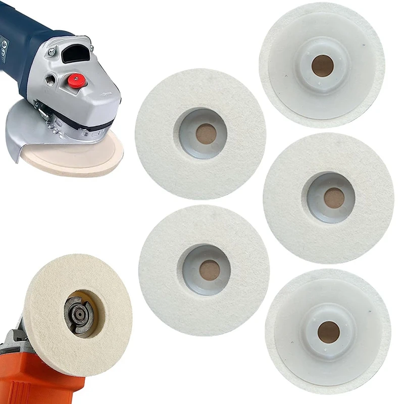 Комплект шерстяных полировальных дисков из 5шт Для угловой шлифовальной машины 125 мм, войлочные полировальные накладки Изображение 3