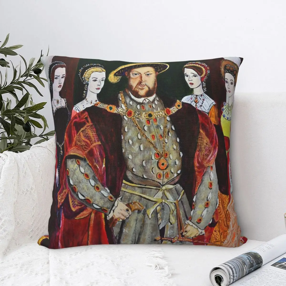 Король Генрих 8-й и шесть его жен Наволочка для подушки Чехол для дивана Для диванной подушки Декоративные наволочки Изображение 0
