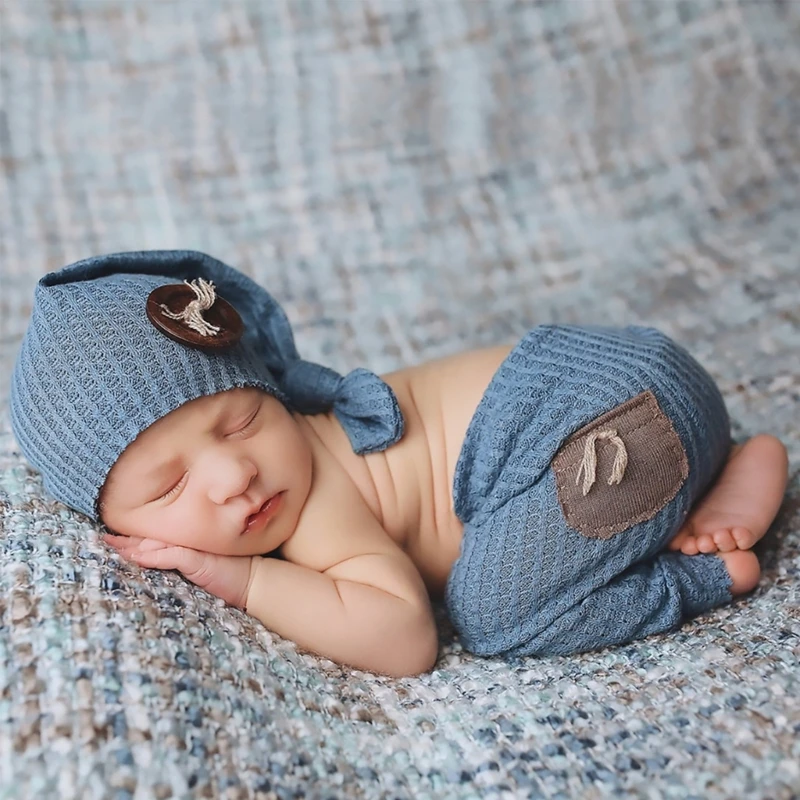 Костюм для новорожденного, детская шляпа с длинным хвостом и комплект штанов, набор аксессуаров для фотосъемки новорожденных, отличный подарок для новых родителей Изображение 1