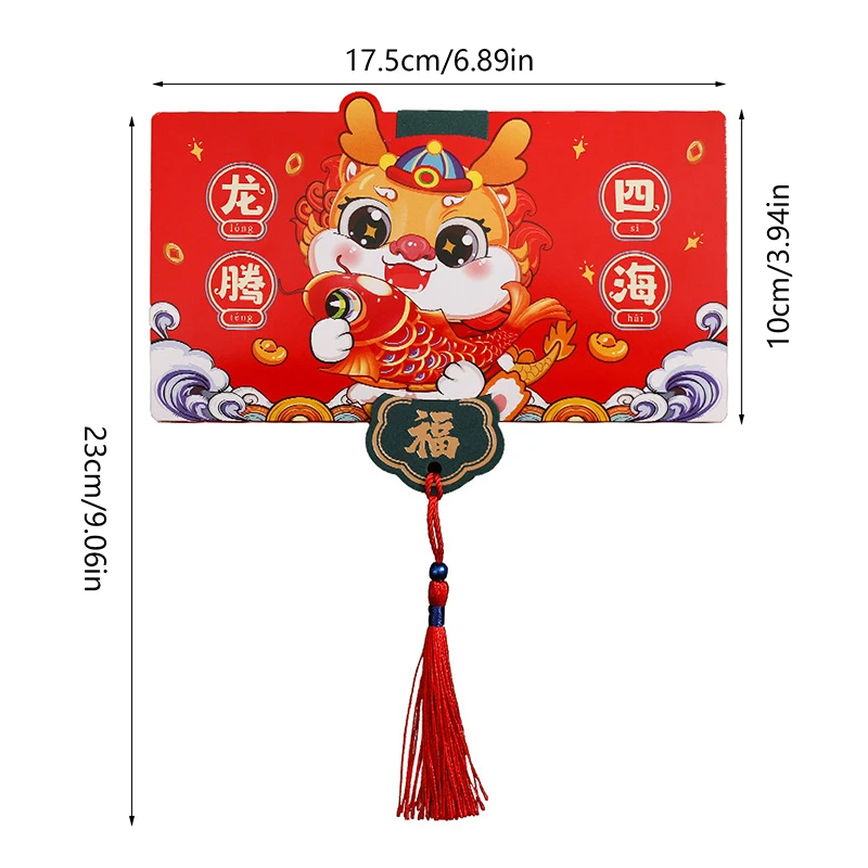 Креативные складные красные конверты с 6/10 отделениями для карт 2024 год Китайского Дракона Красный карманный конверт Весенний фестиваль Сумки Lucky Bag Изображение 5