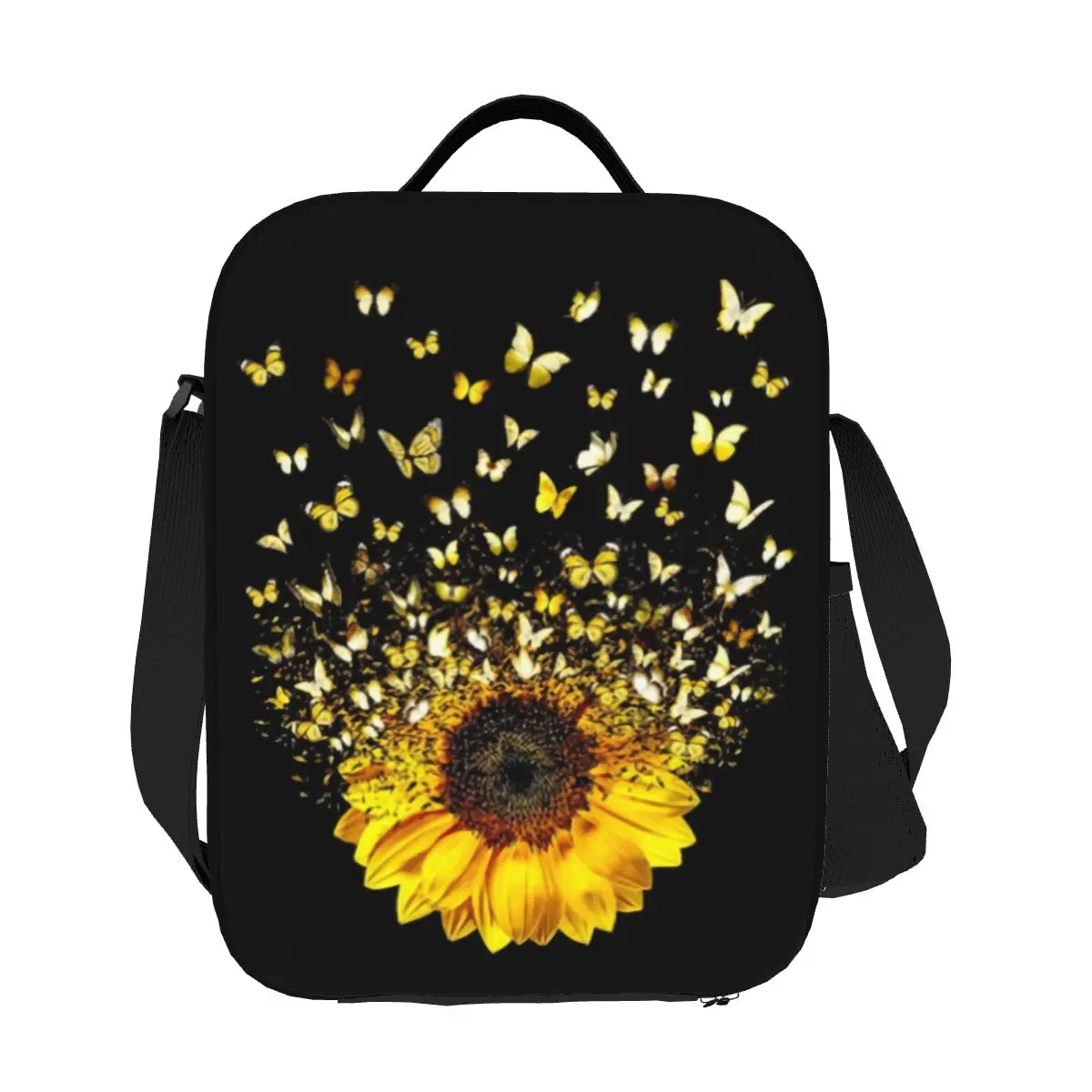 Летающий подарок с бабочкой и подсолнухом, изолированная сумка для ланча для женщин, цветочный кулер, Термосумка для ланча для детей, школьников Изображение 3