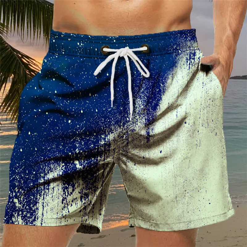 Летняя уличная универсальная тонкая пляжная одежда высокого класса, модные шорты с 3D цифровой печатью, мужские большие красивые свободные шорты Изображение 1