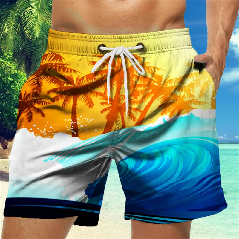 Летняя уличная универсальная тонкая пляжная одежда высокого класса, модные шорты с 3D цифровой печатью, мужские большие красивые свободные шорты Изображение 2