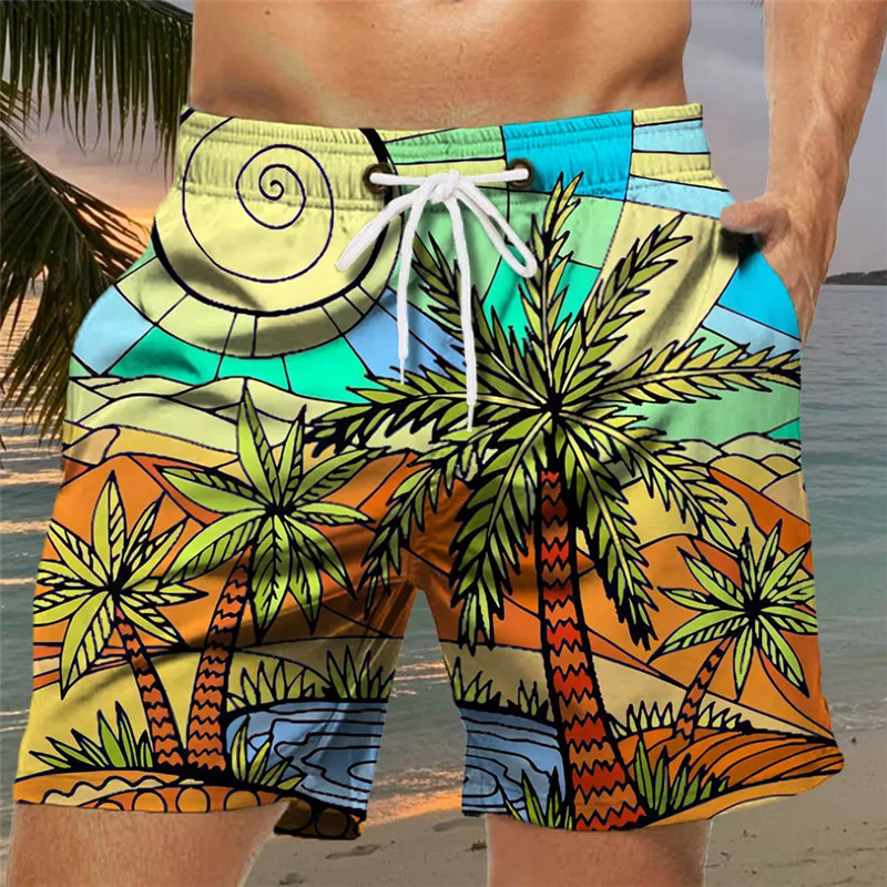 Летняя уличная универсальная тонкая пляжная одежда высокого класса, модные шорты с 3D цифровой печатью, мужские большие красивые свободные шорты Изображение 4
