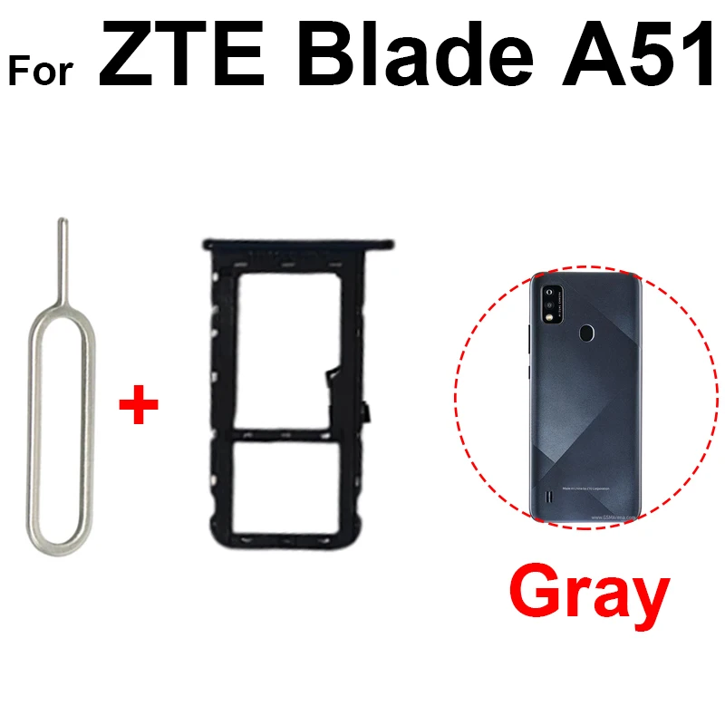 Лоток для SIM-карт для ZTE Blade A51 A71 Держатель лотка для SIM-карт Micro SD Card Reader Запасные Части Изображение 2