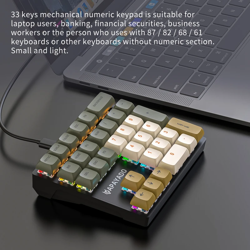 Механическая цифровая клавиатура Mini с 33 клавишами, зеленая шахта, Красная шахта, для финансового бухгалтера левой руки, для бухгалтера одной рукой, Специальная внешняя клавиатура Изображение 2