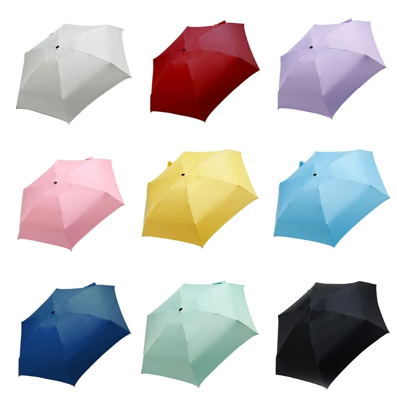 Мини-карманный зонт Компактная конструкция для путешествий Защита от ультрафиолета для зонтов от солнца и дождя 5 T21C Изображение 0