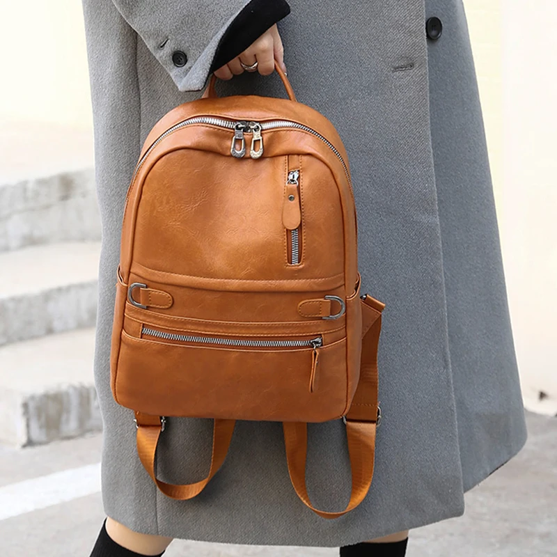 Многофункциональная женская сумка, Модный противоугонный рюкзак для путешествий, высококачественная школьная сумка из мягкой кожи, повседневные сумки через плечо из Лайдса Изображение 3