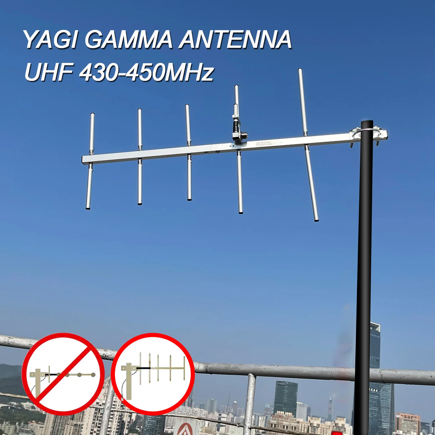 Мобильное Радио Walkie Talkie UHF 430-450 МГц Антенна YAGI 5 Элементов С Высоким коэффициентом усиления 13dBi Разъем SO239 Антенна Yagi Изображение 5