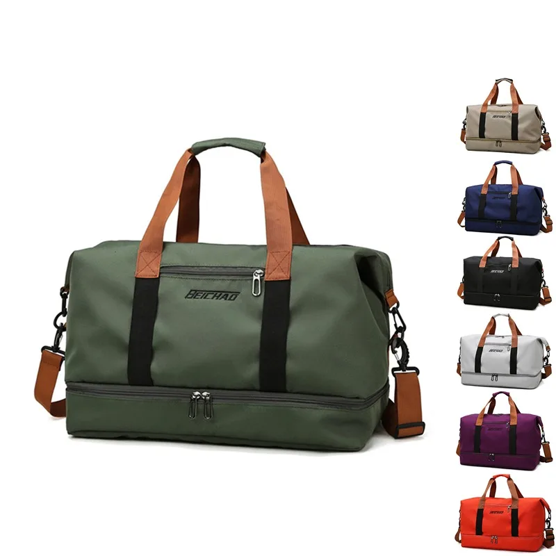 Модные дорожные сумки для женщин, мужская спортивная сумка большой емкости, водонепроницаемая сумка для выходных, женская сумка для путешествий, сухая и влажная Изображение 1