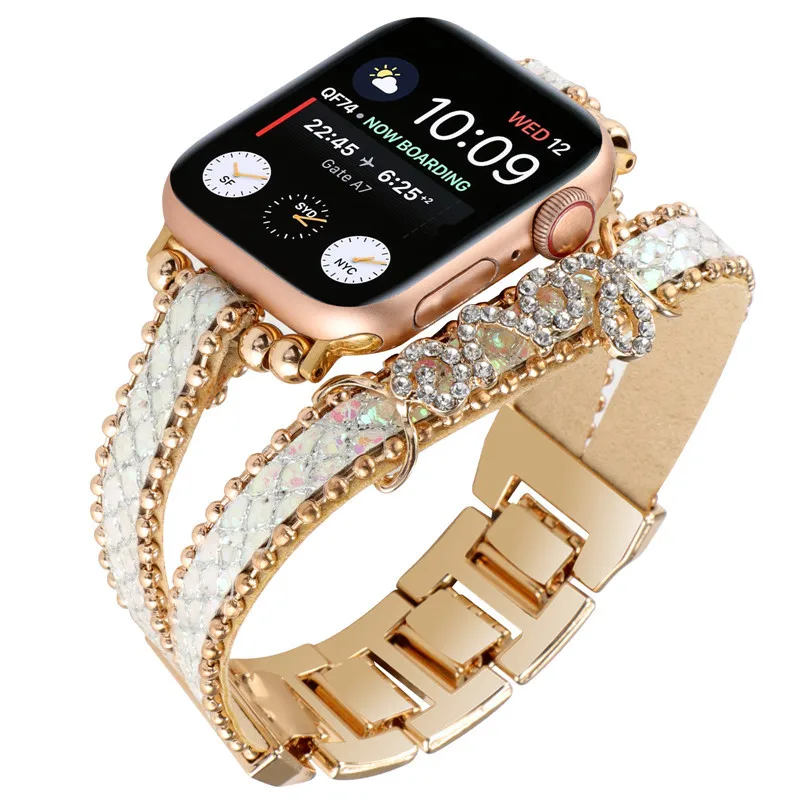 Модный Роскошный Ремешок Для часов LOVE Pearl Jewelry Для Apple iwatch S8 Ultra S7 S6 5 4 3 2 SE Сменный Ремешок Для Часов 38 мм 45 мм 49 мм Изображение 1