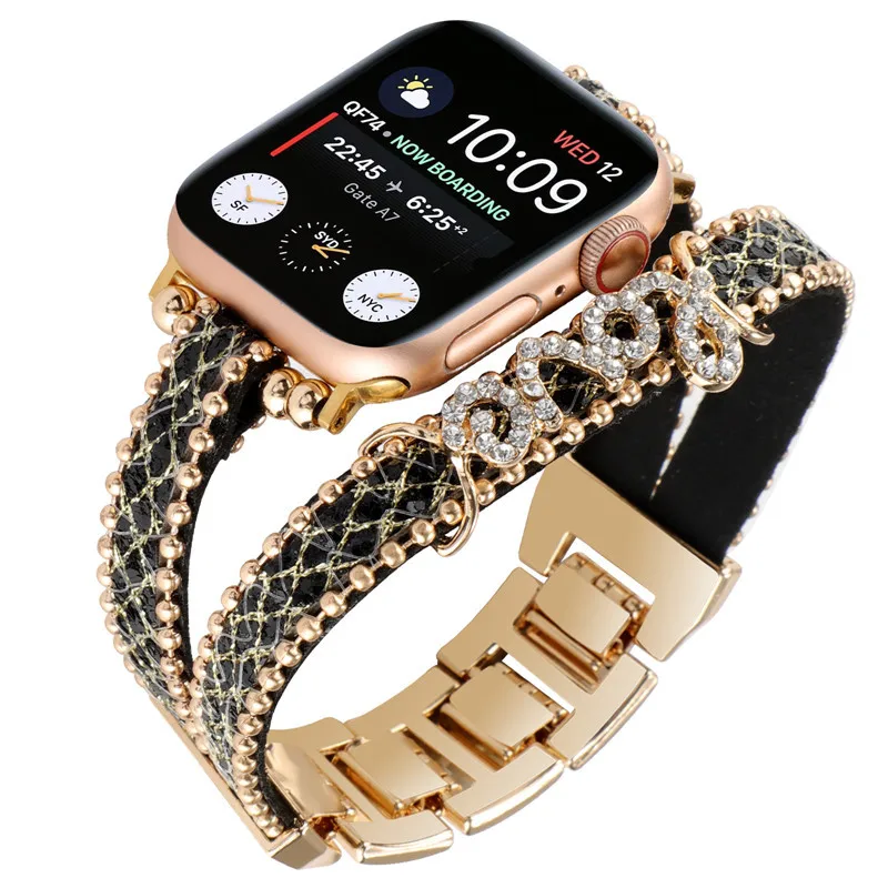 Модный Роскошный Ремешок Для часов LOVE Pearl Jewelry Для Apple iwatch S8 Ultra S7 S6 5 4 3 2 SE Сменный Ремешок Для Часов 38 мм 45 мм 49 мм Изображение 2