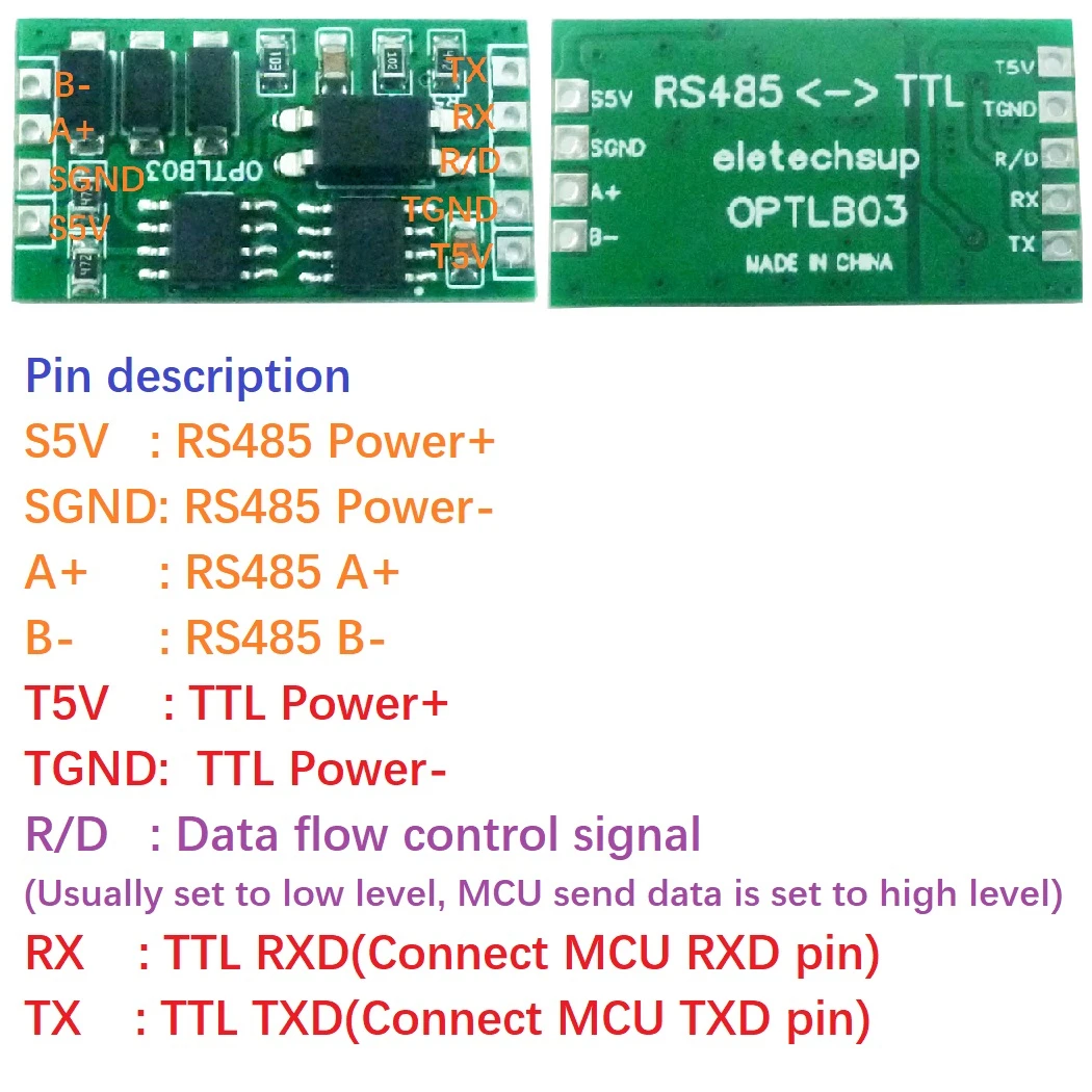 Модуль защиты от перенапряжений промышленного класса RXD TXD R/D TTL к RS485 A + B- Изолированный коммуникационный модуль защиты от перенапряжений Изображение 2