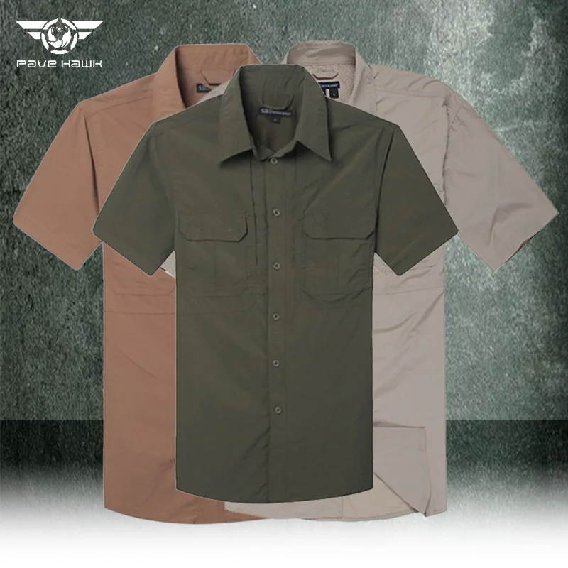 Мужская военная быстросохнущая рубашка, уличная Водонепроницаемая солнцезащитная тактическая рубашка с длинными рукавами, Летняя пляжная повседневная модная рубашка, мужская Изображение 0