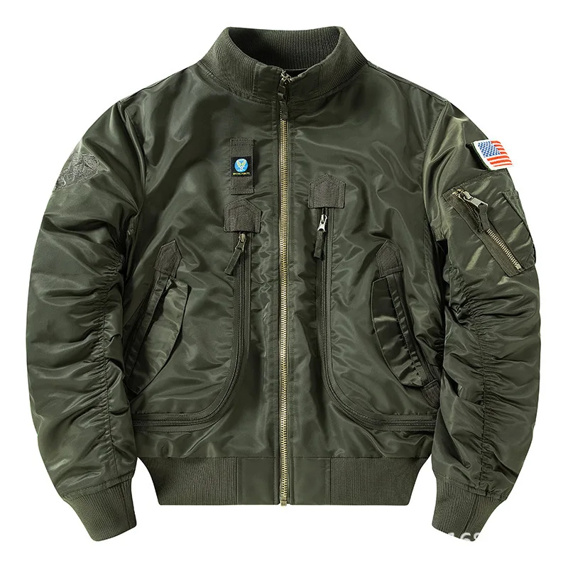 Мужская зимняя куртка-бомбер, мужская уличная утепленная бейсбольная куртка с несколькими карманами, военная водонепроницаемая тактическая верхняя одежда пилота США Изображение 0