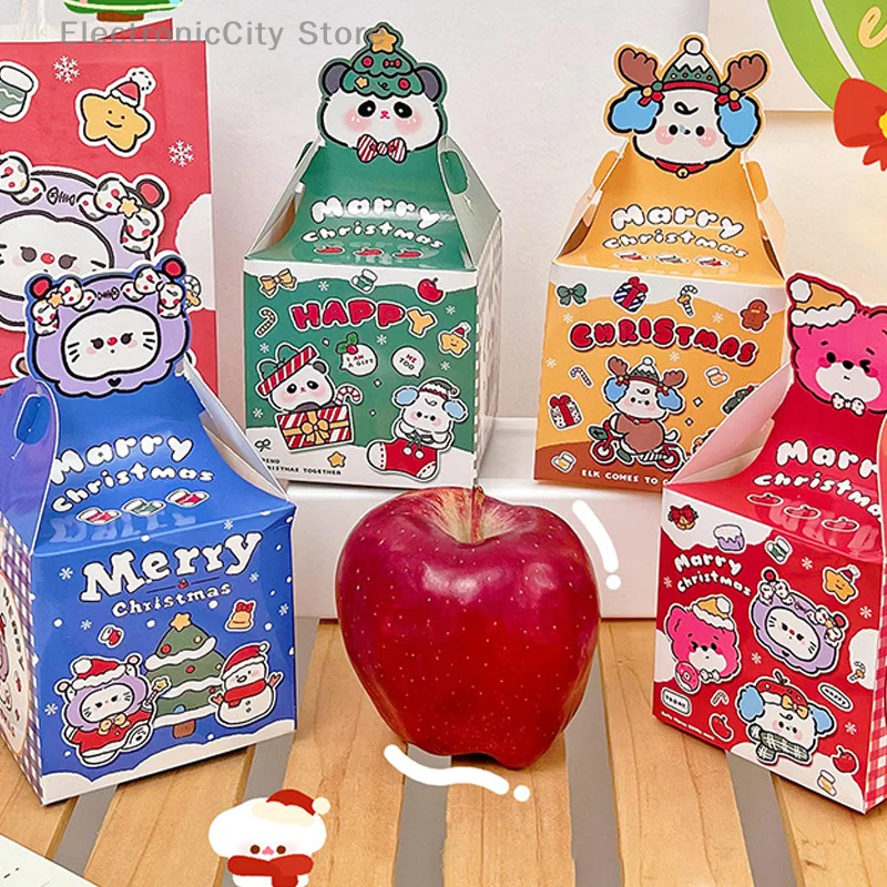 Мультяшная Подарочная Коробка Для Рождественской Вечеринки Портативная Бумажная Коробка Для Рождественского Подарка Для Печенья, Конфет Apple Merry Christmas Packaging Supplies Изображение 0