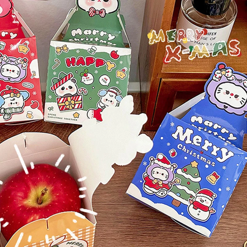 Мультяшная Подарочная Коробка Для Рождественской Вечеринки Портативная Бумажная Коробка Для Рождественского Подарка Для Печенья, Конфет Apple Merry Christmas Packaging Supplies Изображение 4