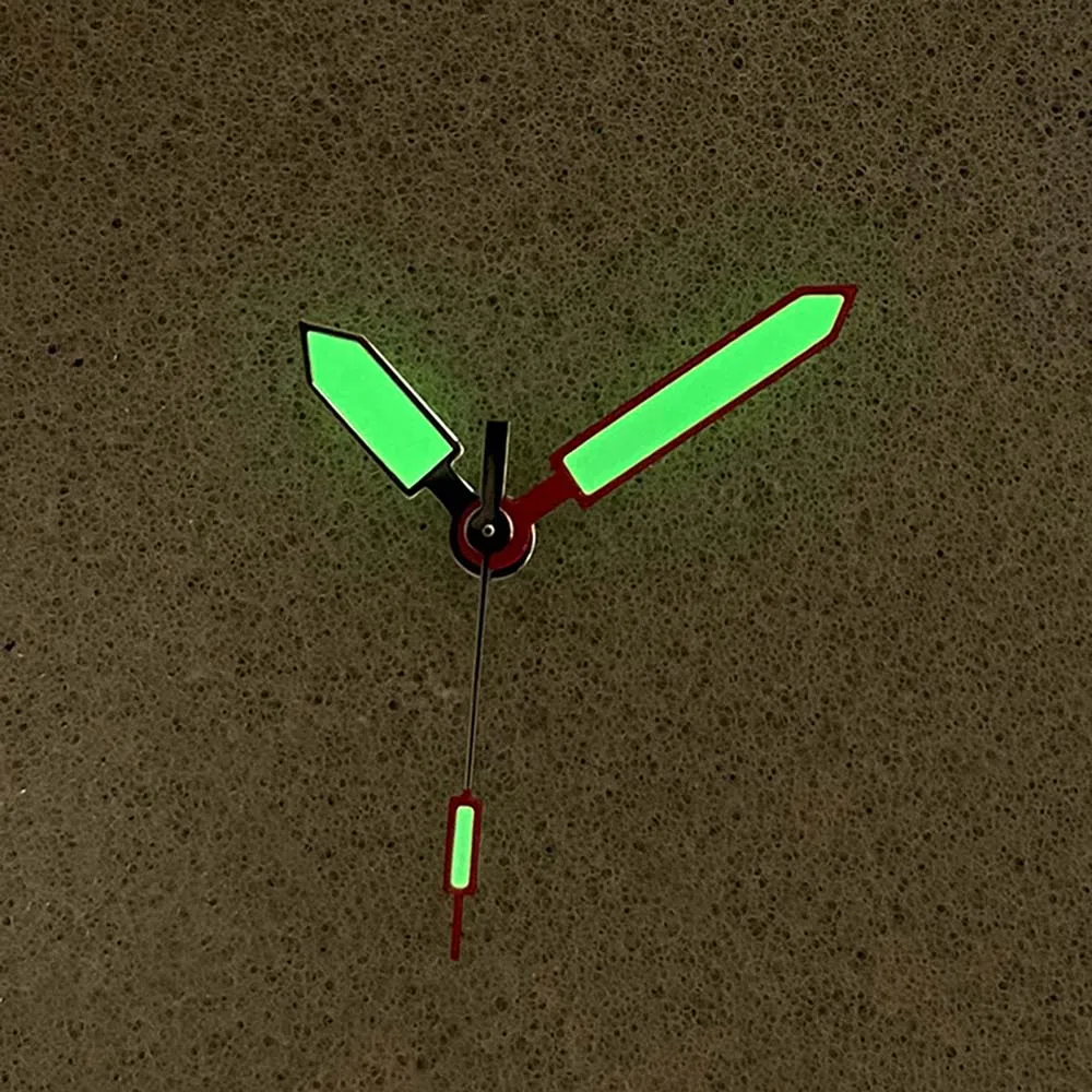 Набор зеленых светящихся часовых стрелок для механизма NH35/NH36 /4R, модифицированные красно-белые часовые стрелки в форме меча, сменный инструмент для ремонта Изображение 1