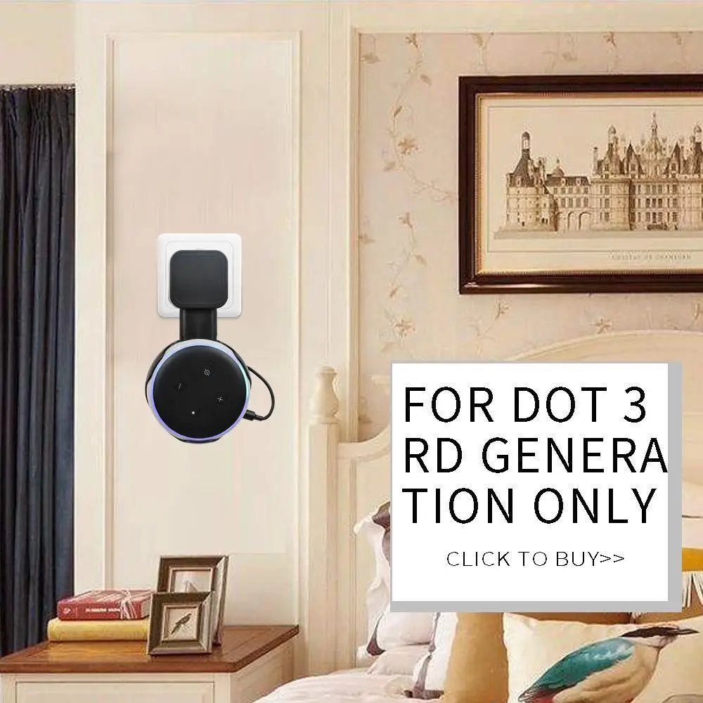 Настенный держатель-Подставка для Экономии места для Динамика Echo Dot 3 Встроенный Кабель Аудио Кронштейн Розетка Вешалка Стеллаж Кейс Вилка Спальня Изображение 5