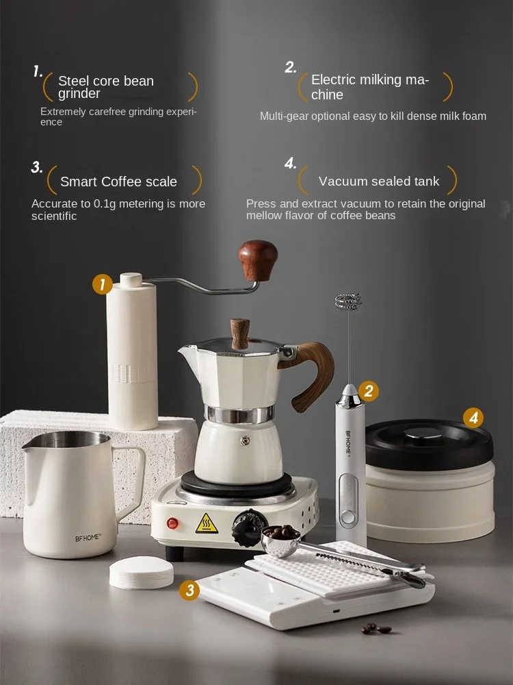 Оптовая продажа moka pot set домашний эспрессо портативный открытый кемпинг кофемолка для измельчения кофейник для ручного заваривания Изображение 1