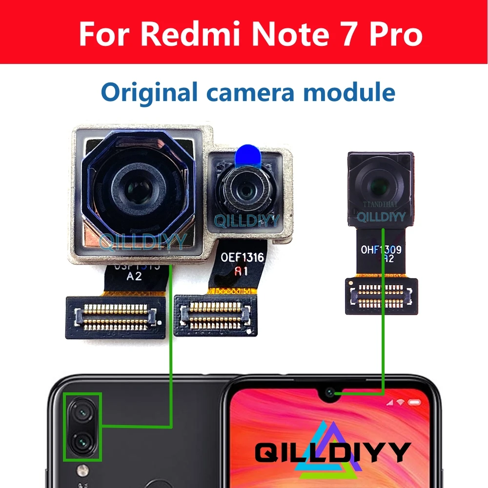 Оригинальная Маленькая Фронтальная Камера Для Xiaomi Redmi Note 7 Pro Note7pro Основной Большой Модуль Задней камеры Замена Гибкого Кабеля Изображение 0