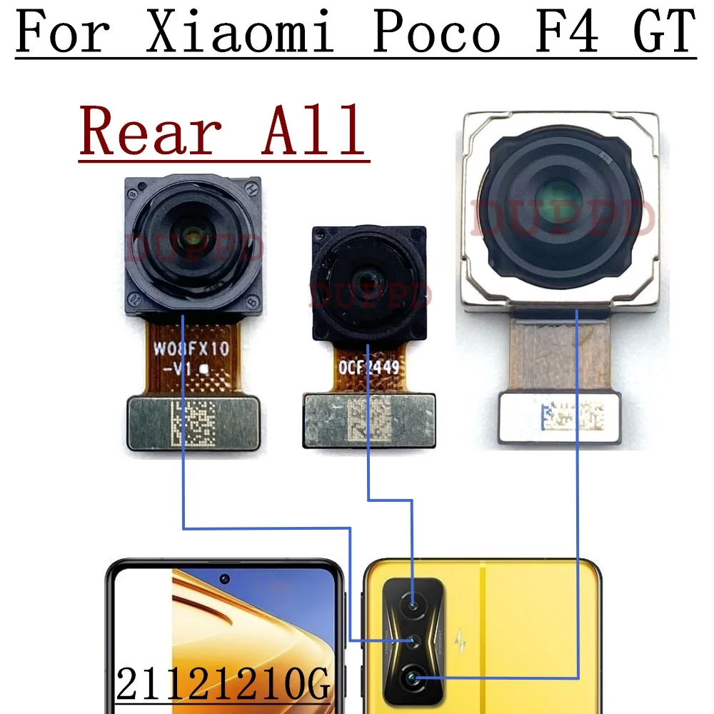 Оригинальная Фронтальная Камера Заднего Вида Для Xiaomi Poco F4 GT 21121210G Фронтальная Селфи Задняя Основная Широкоугольная Макро Камера Гибкий Кабель Изображение 1