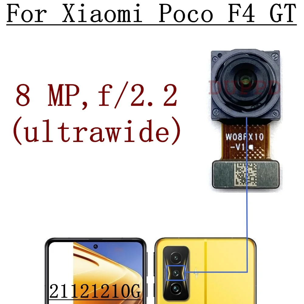 Оригинальная Фронтальная Камера Заднего Вида Для Xiaomi Poco F4 GT 21121210G Фронтальная Селфи Задняя Основная Широкоугольная Макро Камера Гибкий Кабель Изображение 4