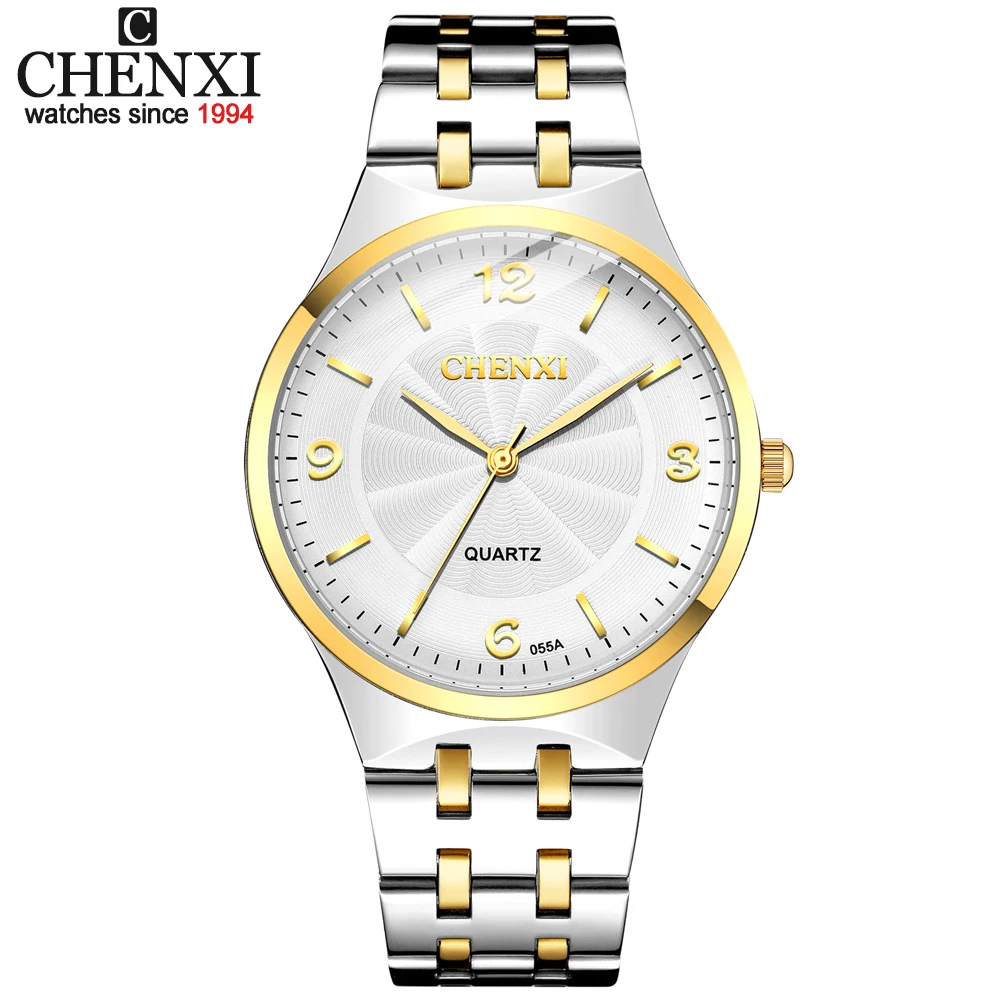 Оригинальный бренд CHENXI, мужские женские часы, повседневные мужские кварцевые часы из нержавеющей стали, деловые Водонепроницаемые мужские аналоговые наручные часы Изображение 0
