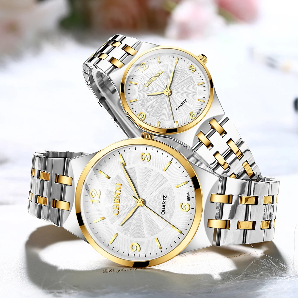Оригинальный бренд CHENXI, мужские женские часы, повседневные мужские кварцевые часы из нержавеющей стали, деловые Водонепроницаемые мужские аналоговые наручные часы Изображение 1