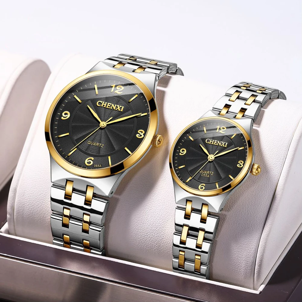 Оригинальный бренд CHENXI, мужские женские часы, повседневные мужские кварцевые часы из нержавеющей стали, деловые Водонепроницаемые мужские аналоговые наручные часы Изображение 2