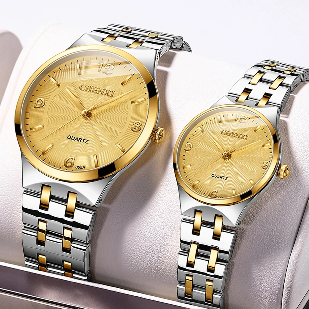 Оригинальный бренд CHENXI, мужские женские часы, повседневные мужские кварцевые часы из нержавеющей стали, деловые Водонепроницаемые мужские аналоговые наручные часы Изображение 3