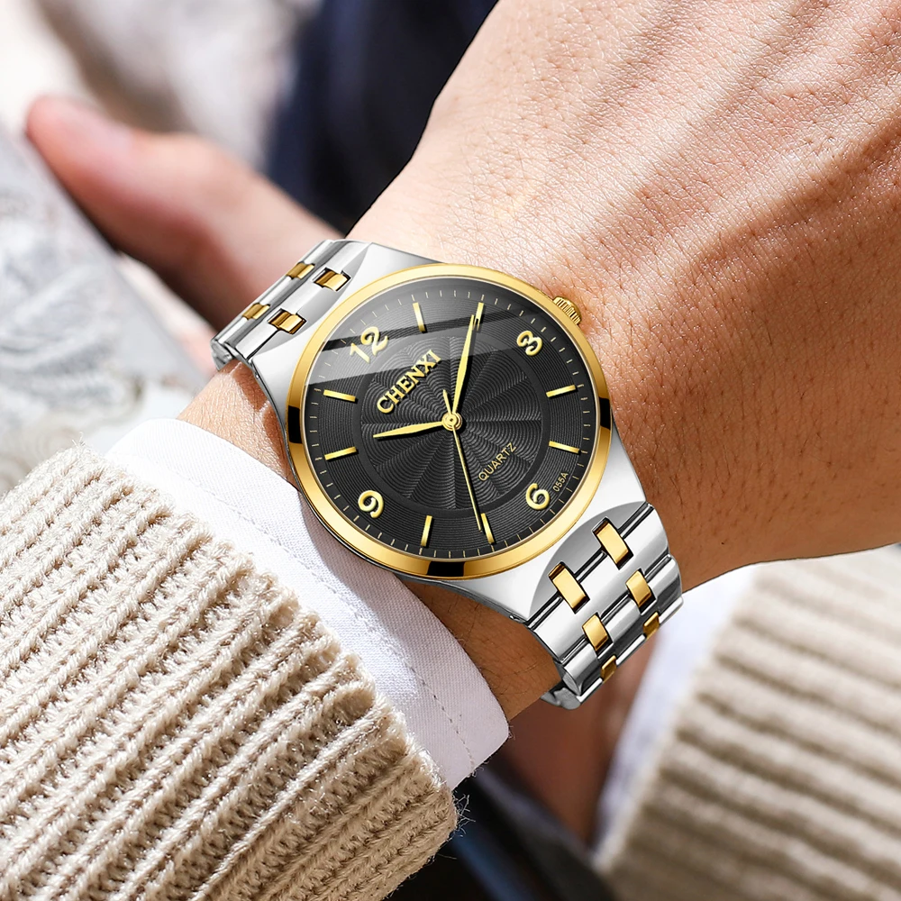 Оригинальный бренд CHENXI, мужские женские часы, повседневные мужские кварцевые часы из нержавеющей стали, деловые Водонепроницаемые мужские аналоговые наручные часы Изображение 5
