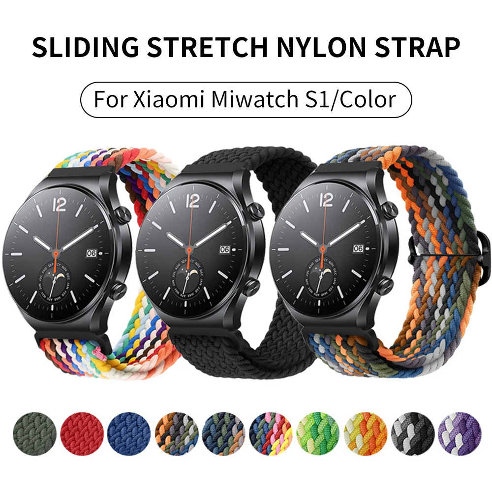 Плетеная Ткань Solo Loop, Нейлоновая Резинка Для Xiaomi Watch S1, Браслет Для MiWatch Active, Цветная Регулируемая Пряжка, Ремешок Для Часов Изображение 0
