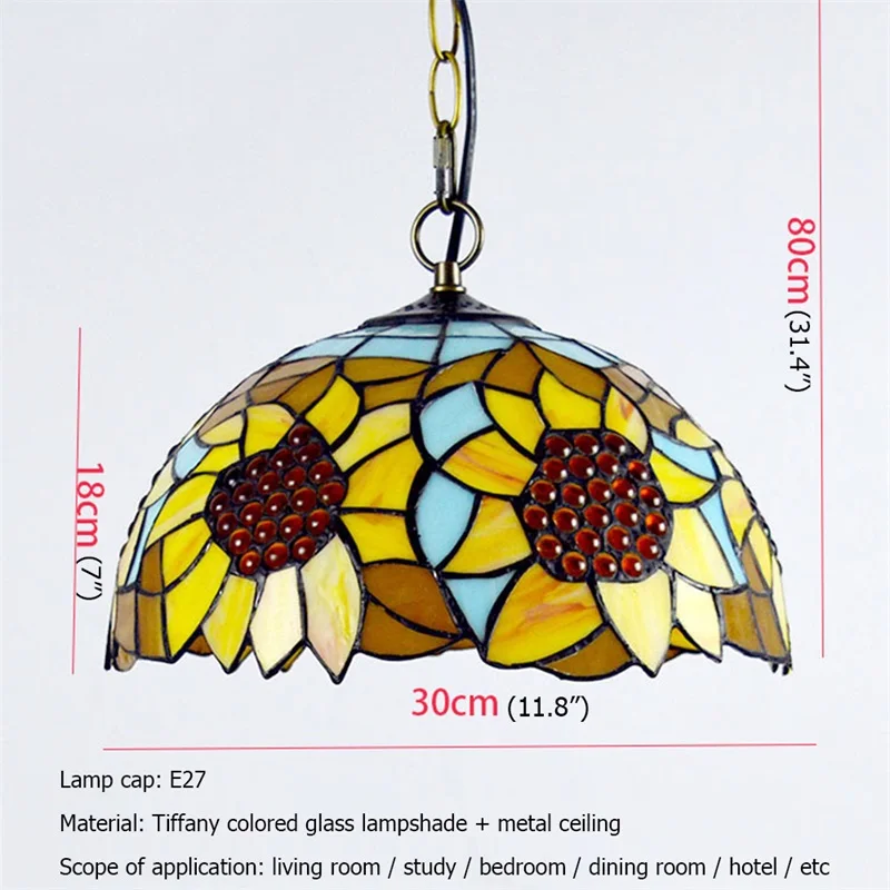 Подвесной светильник TEMOU Tiffany Светодиодная лампа Современные креативные светильники для украшения домашней столовой Изображение 5