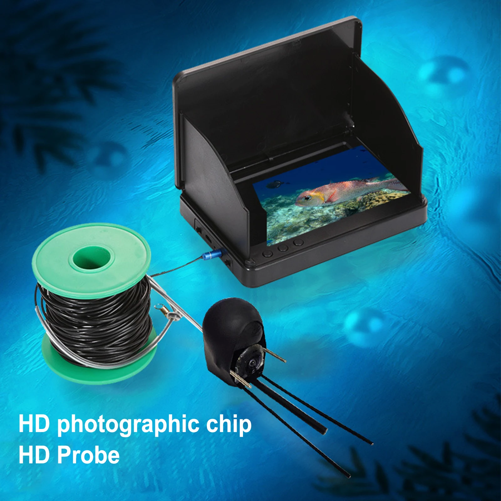 Подводный эхолот Визуальный HD датчик температуры и глубины Fish Finder HD монитор ночного видения Изображение 1