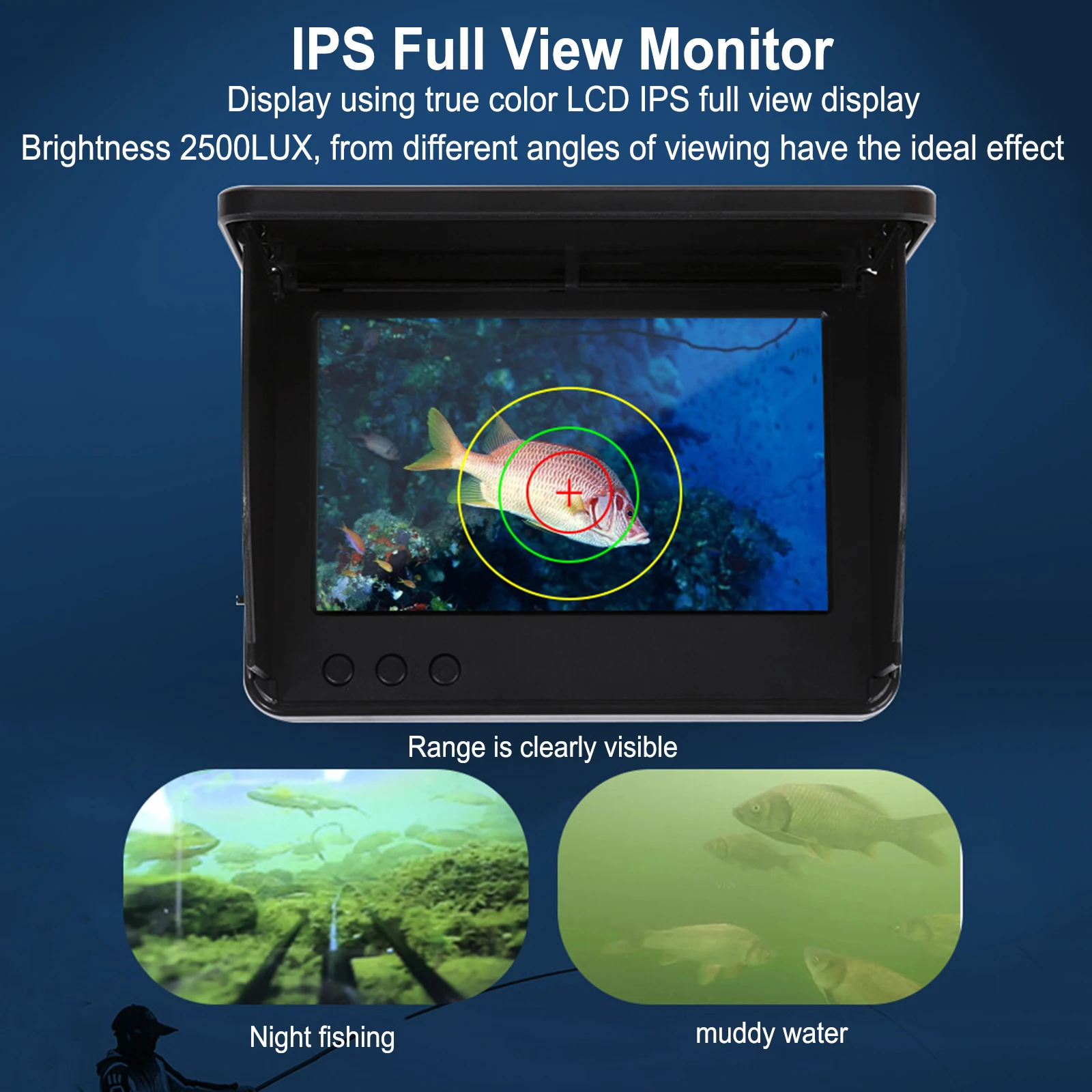 Подводный эхолот Визуальный HD датчик температуры и глубины Fish Finder HD монитор ночного видения Изображение 4