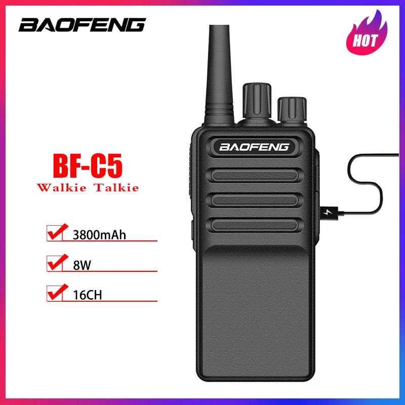 Портативная рация Baofeng BF-C5 UHF400-470MHz UHF400-470MHz Двухстороннее Радио 5 Вт 3800 мАч Ручной приемопередатчик BFC5 Ham CB Изображение 1