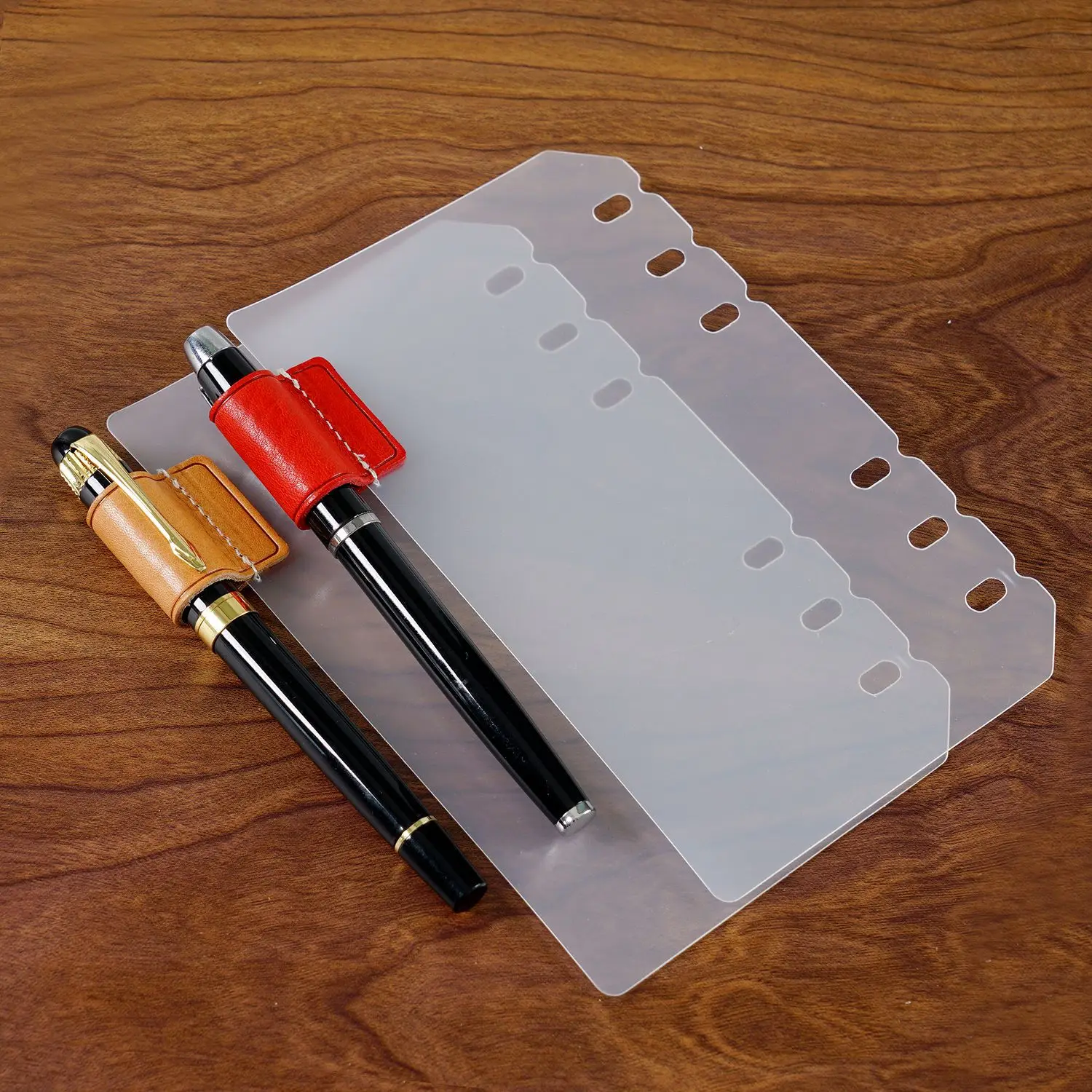 Прозрачная отдельная пластина из ПВХ с кожаной петлей для ручки для блокнота на спиральных кольцах формата A5 и A7 с 6 отверстиями для дневника с отрывными листами Изображение 2