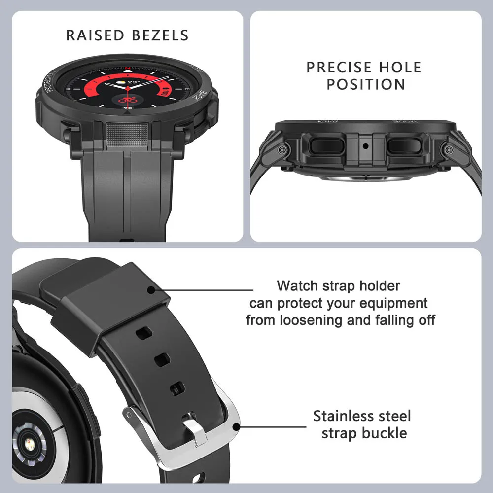 Прочный бронированный Ремешок для часов Samsung Galaxy Watch 4 Watch 5 5 Pro с защитным чехлом 40 мм 44 мм 45 мм (без экрана) Изображение 5