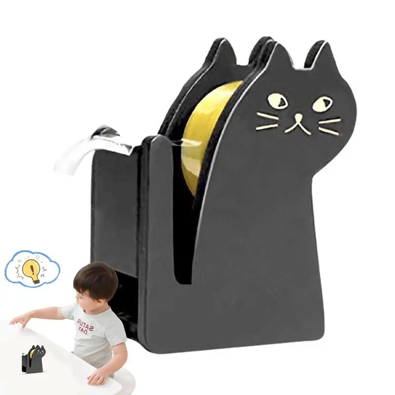 Резак Для Деревянной Ленты Cartoon Cat Tape Dispenser In Wood Почтовые Изделия Резаки Для Клейких Лент Портативные Для Гостиной Классной Комнаты Изображение 0