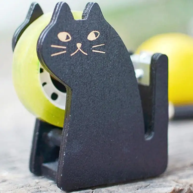 Резак Для Деревянной Ленты Cartoon Cat Tape Dispenser In Wood Почтовые Изделия Резаки Для Клейких Лент Портативные Для Гостиной Классной Комнаты Изображение 1