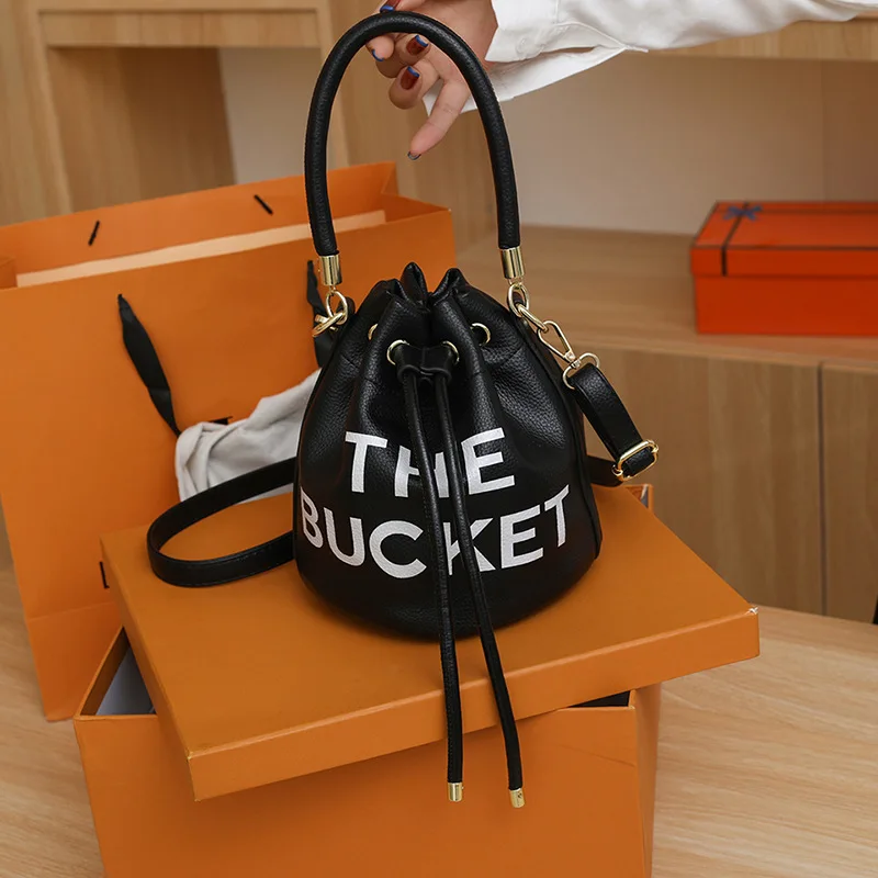 Роскошная дизайнерская сумка-ведро и кошелек Женская сумка через плечо 2023, новая модная сумка-мессенджер из мягкой кожи Изображение 4