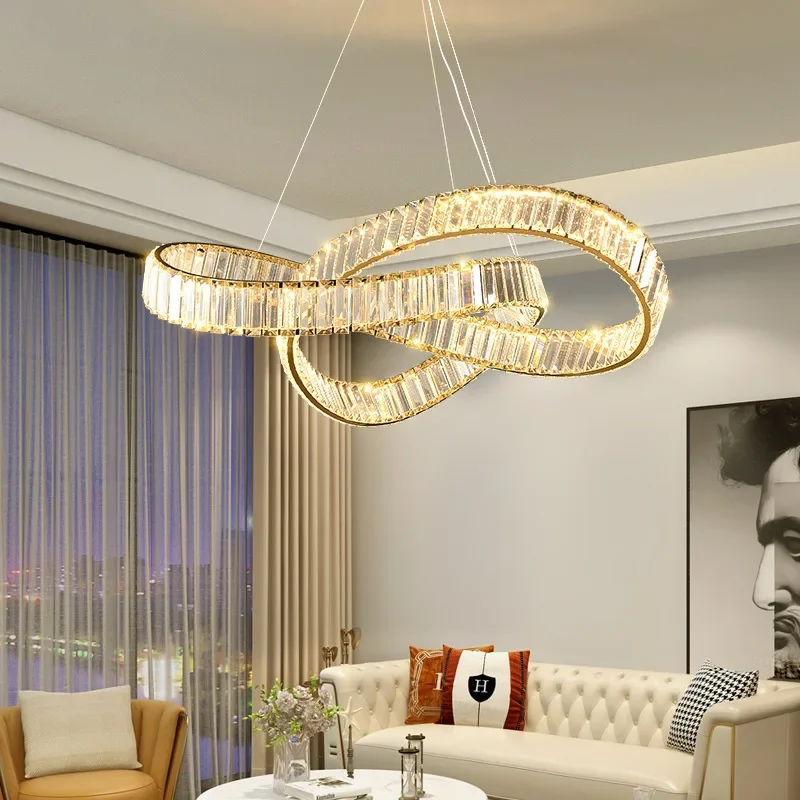 Роскошные светодиодные люстры в минималистском стиле, подвесные светильники из хрусталя, гостиная, кухня, холл отеля, спальня, подвесное освещение Изображение 1