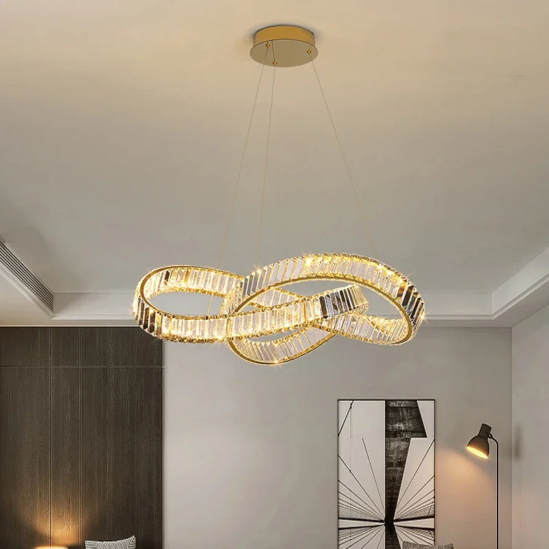 Роскошные светодиодные люстры в минималистском стиле, подвесные светильники из хрусталя, гостиная, кухня, холл отеля, спальня, подвесное освещение Изображение 2