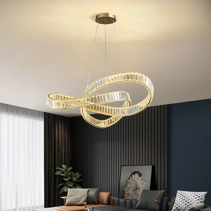 Роскошные светодиодные люстры в минималистском стиле, подвесные светильники из хрусталя, гостиная, кухня, холл отеля, спальня, подвесное освещение Изображение 3