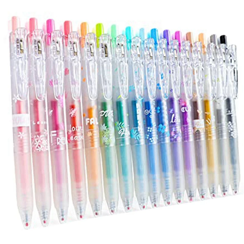 Ручка с блестящими гелевыми чернилами 16 Разных цветов, набор выдвижных гелевых ручек с тонким наконечником 0,7 мм, цветная ручка для ведения журнала, раскрашивающая рисунок Изображение 0