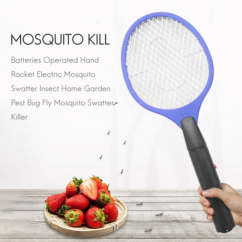 Ручная ракетка с батарейным питанием Электрическая мухобойка от комаров, насекомых для домашнего сада, насекомых-вредителей, мухобойки от комаров Изображение 3