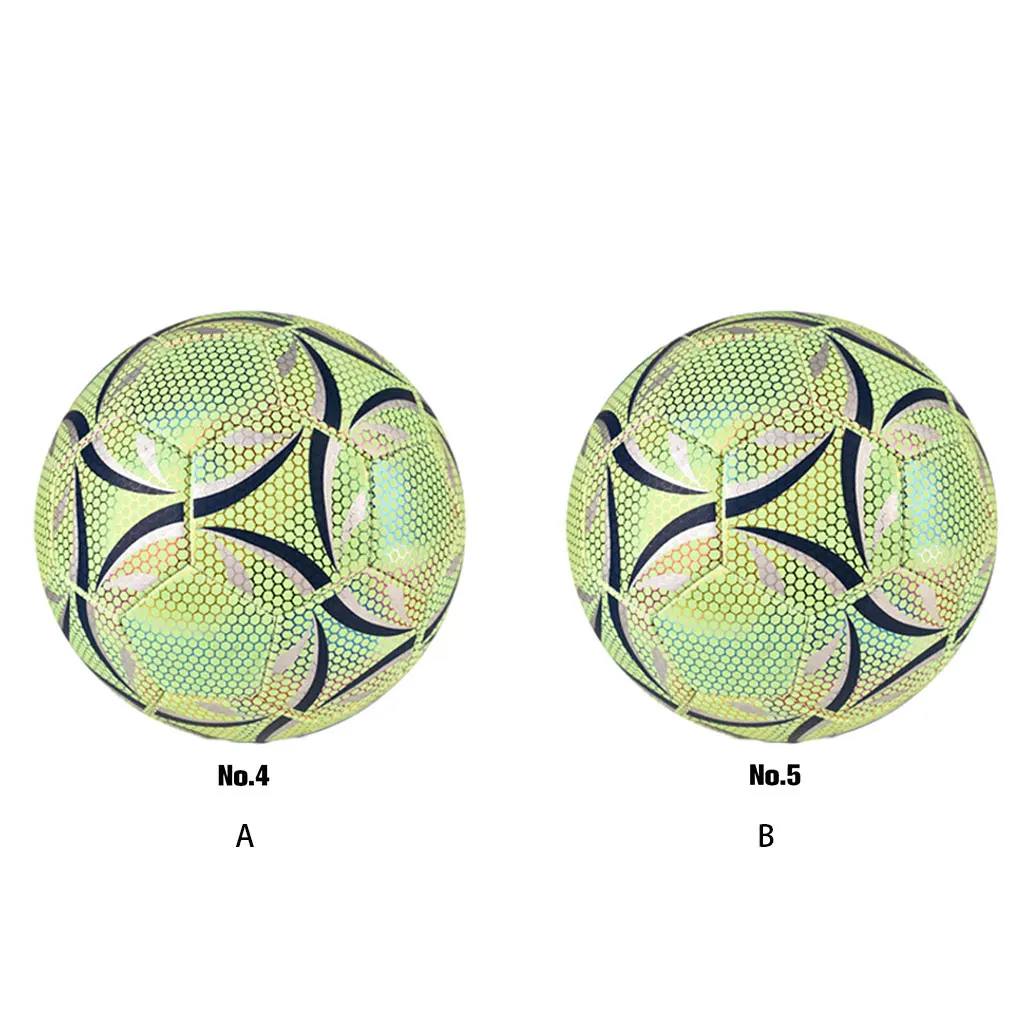 Светящийся футбольный мяч из искусственной кожи с модным рисунком для ночных тренировок Стандартный размер для футбольных тренировок Изображение 0