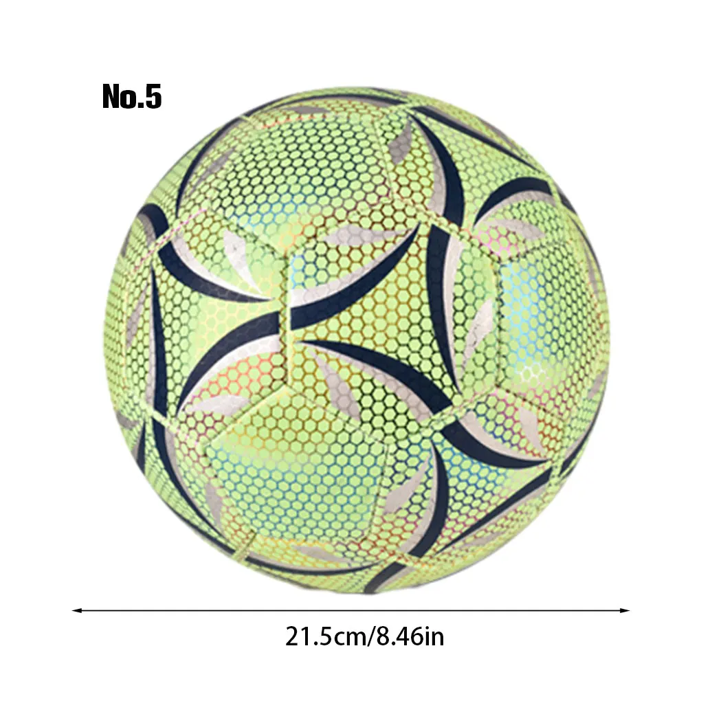 Светящийся футбольный мяч из искусственной кожи с модным рисунком для ночных тренировок Стандартный размер для футбольных тренировок Изображение 5