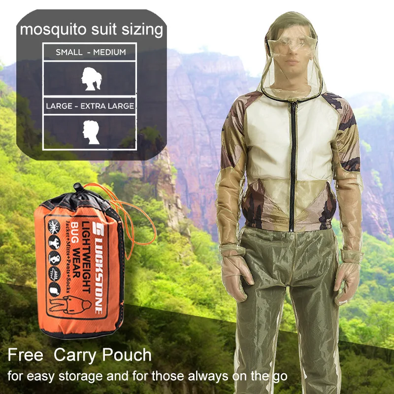 Сетчатый костюм с капюшоном, защищающий от комаров, комплект одежды для рыбалки на открытом воздухе, защищающий от насекомых, Одежда для кемпинга, пеших прогулок, одежда от укусов комаров Изображение 0